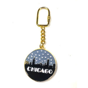 Chicago Skyline Metal Enamel Keychain Souvenir